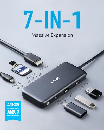 Anker USB C Hub, 7-in-1 Multi-Port USBC Hub, 4K HDMI USB-C Adapter
