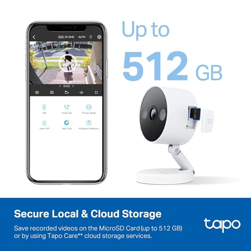 Tapo TP-Link 2K QHD Security Camera, Indoor/Outdoor, 𝟮𝟬𝟮𝟰 𝗣𝗖𝗠𝗮𝗴 𝗘𝗱𝗶𝘁𝗼𝗿'𝘀 𝗖𝗵𝗼𝗶𝗰𝗲, Color Night Vision, Free Person/Pet/Vehicle Detection, Invisible IR Mode, SD Storage, C120