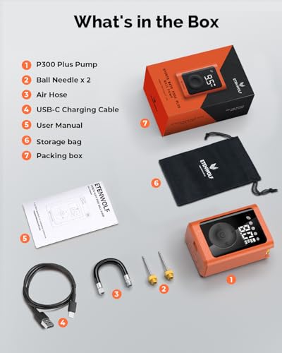 ETENWOLF P300 Plus Ball Pump, Electric Basketball Pump Inflation Deflation