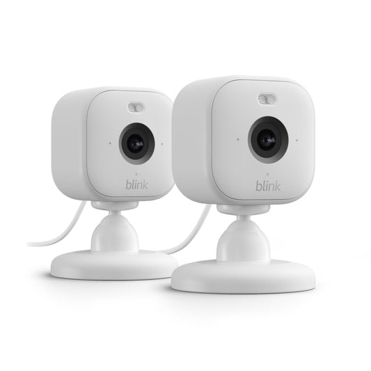 Blink Mini 2 — Home Security & Pet Cameras with HD video, color night view, motion detection, two-way audio, and built-in spotlight — 2 cameras (White)