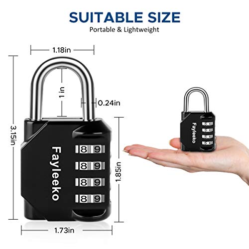 Fayleeko Combination Lock, 4 Digit Padlock for School Gym Sports Locker, Fence, Toolbox, Case, Hasp Cabinet Storage (2 Pack, Black)