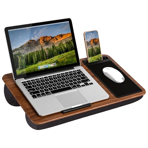 LAPGEAR Home Office Lap Desk – Espresso Woodgrain, Fits 15.6" Laptops