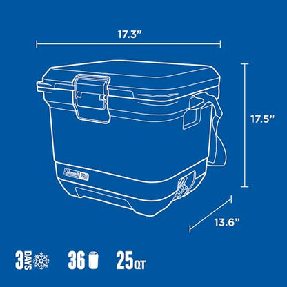 Coleman Pro Heavy-Duty 25qt Ultra-Light Premium Hard Cooler, Extra-Thick Insulation Keeps Ice up to 3 Days, 36-Can Capacity