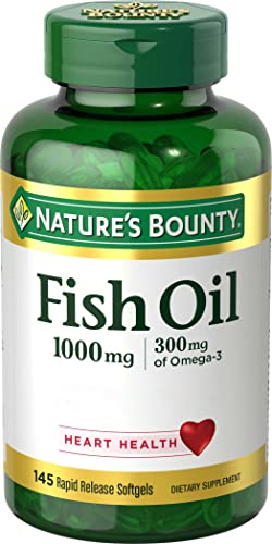 Nature's Bounty Fish Oil, Supports Heart Health, 1000mg, Rapid Release Softgels, 145 Ct