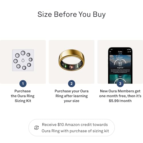 Oura Ring Gen3 Horizon - Gold - Size 8 - Smart Ring - Size First with Oura Sizing Kit - Sleep Tracking Wearable - Heart Rate - Fitness Tracker - 5-7 Days Battery Life