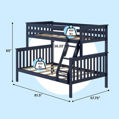Max & Lily Classic Twin Over Full Bunk Bed, Blue
