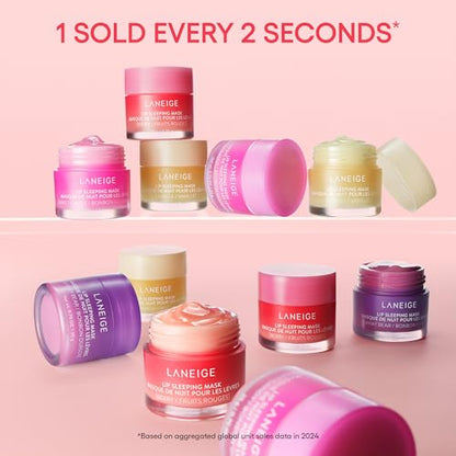LANEIGE Dreamy Lip Kit: Lip Sleeping Mask Berry, Sweet Candy, Mango, and Peach Iced Tea, Nourish, Hydrate, Vitamin C, Shea Butter, Coconut Oil