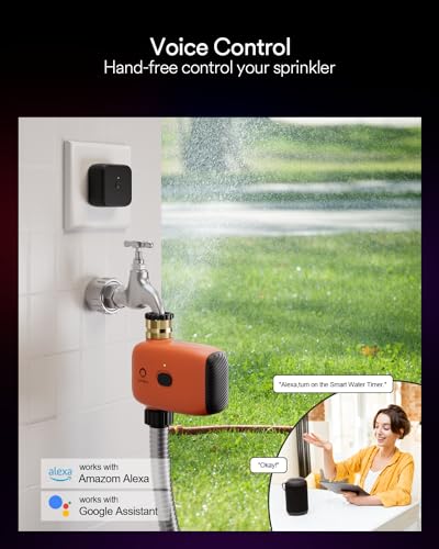 Lumary Smart Sprinkler Timer, WiFi Water Timer for Garden Hose, Brass Inlet Water Hose Timer, Manual/Automatic Irrigation Timer, App/Voice Control Work with Alexa (Gateway Included)