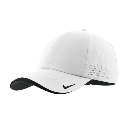 Nike Mens Golf - Dri-fit Swoosh Perforated Cap, White Hat, White