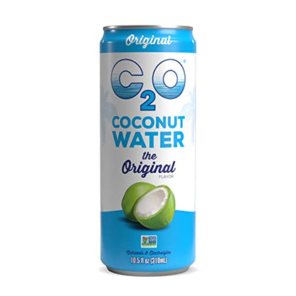 C2O The Orginal Coconut Water, Plant-Based Hydration, Non GMO, Essential Electrolytes, 10.5 FL OZ (Pack of 12), Slim Can