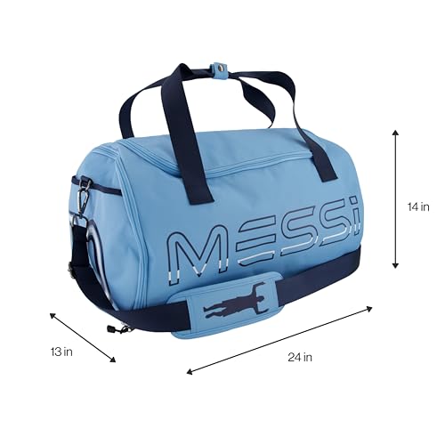 Messi Boys' Lifestyle Duffel Bag Girls, Side Pockets & Adjustable Strap, Durable, Argentina Blue, One Size