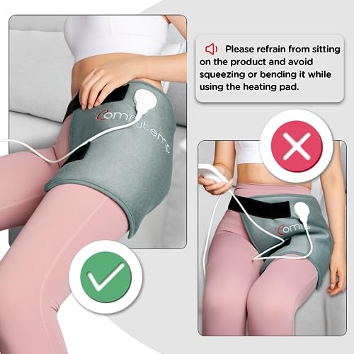 Comfytemp Hip Heating Pad for Hip/Sciatica Pain Relief - FSA HSA Eligible Hip Support Brace, Lower Back/Thigh/Buttock Electric Heat Pad, Birthday Gift for Mom/Wife, Hot Physical Therapy (Gray, S/M)