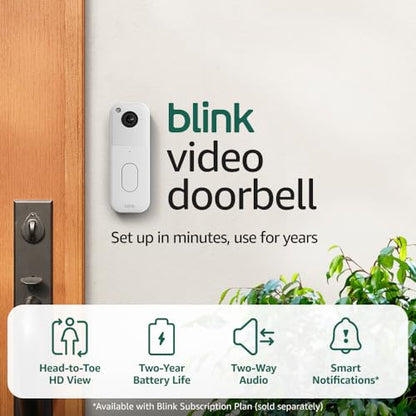 All-new Blink Video Doorbell + Outdoor 4 – Wireless smart security cameras, head-to-toe HD view, two-year battery life. Sync Module Core included – 5 camera system + Video Doorbell