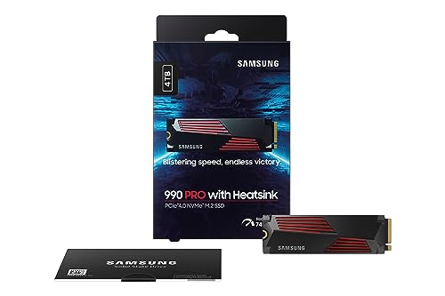 SAMSUNG 990 PRO SSD 4TB PCIe 4.0 M.2 2280 Internal Solid State Hard Drive, Seq. Read Speeds Up to 7,450 MB/s for High End Computing, Gaming, and Heavy Duty Workstations, MZ-V9P4T0B/AM