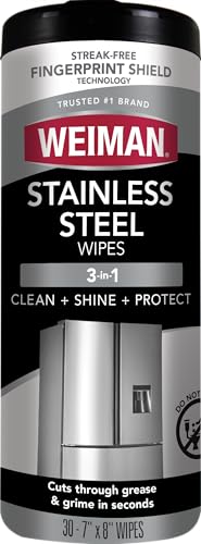 Weiman Stainless Steel Cleaner & Polisher, 30 Ct Wipes, Kitchen Appliance