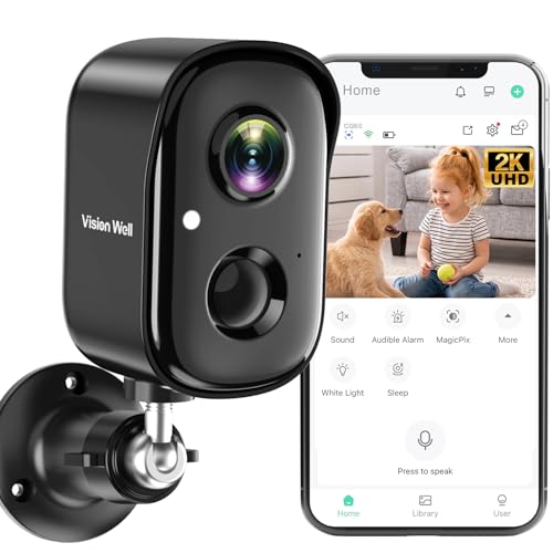 Security Cameras Wireless Outdoor, 2K Indoor Cameras for Home Security Battery Powered, AI Motion Detection, Color Night Vision, 2-Way Talk, Spotlight Siren Alarm, Cloud & SD Storage-Jet Black Camera