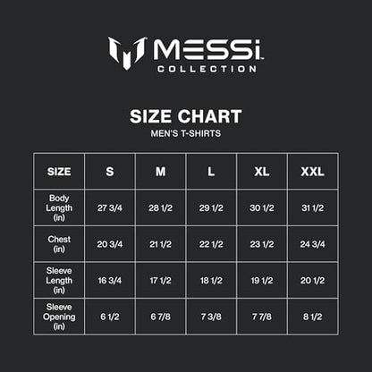 MESSI Men's Lifestyle Short Sleeve T-Shirt, Standard Fit Graphic Tee, Cotton Jersey Knit, Bright White, Small