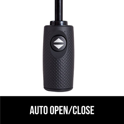 GORILLA GRIP Windproof Compact Stick Umbrella for Rain, One-Click Automatic Open and Close, Strong Reinforced Fiberglass Ribs, Easily Collapsible, Lightweight Portable Umbrellas for Travel, Gray