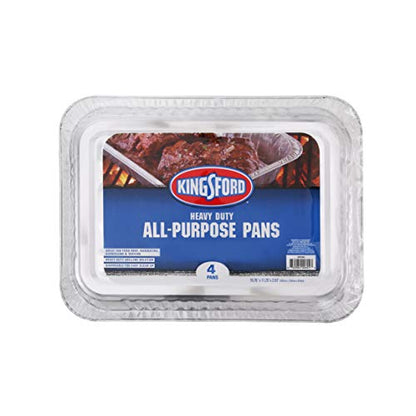 KINGSFORD Heavy Duty Aluminum Foil Pans - For Cooking, Baking, Grilling, 4 Count (Pack of 1)