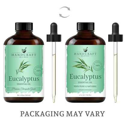 Handcraft Blends Eucalyptus Essential Oil - Huge 4 Fl Oz - 100% Pure and Natural - Premium Grade with Glass Dropper