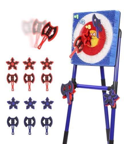 Steadyjoy Axe Throwing Game for Backyard, Safe Plastic Axe Throwing Set for Kids & Adults with 6 Axes & 6 Darts, Portable Indoor Outdoor Yard Games for Family, Bristle Target Carnival Party
