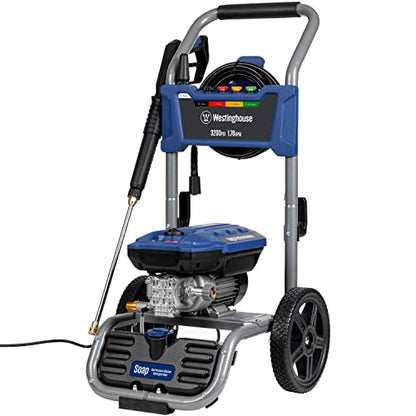 Westinghouse WPX3200e Electric Pressure Washer, 3200 PSI and 1.76 Max GPM, Induction Motor, Onboard Soap Tank, Spray Gun and Wand, 5 Nozzle Set, for Cars/Fences/Driveways/Homes/Patios/Furniture, Blue