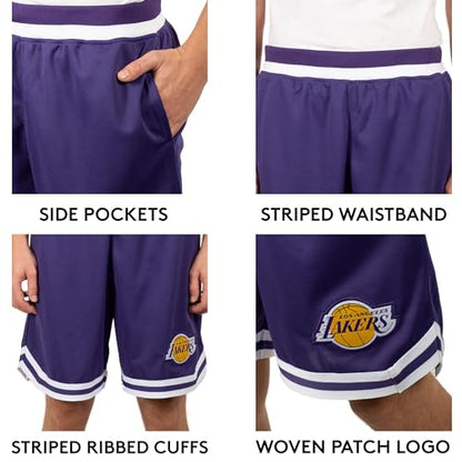 Ultra Game NBA Men's Active Knit 8" Basketball Training Shorts, Los Angeles Lakers, Team Color, Small