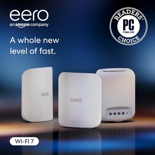 Amazon eero Max 7 mesh wifi system (newest model) - Supports internet plans up to 10 Gbps, Coverage up to 7,500 sq. ft., Connect 750+ devices, 3-pack