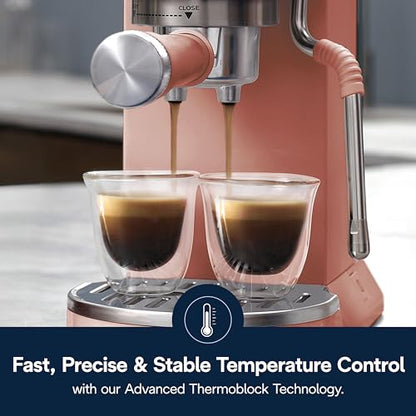 De'Longhi Dedica Duo Compact Espresso Machine - Cold Brew Coffee Maker with Milk Frother Wand- for Espresso, Hot & Iced Coffee, Cappuccinos, Lattes & Home Barista Brewing, Rosé Pink