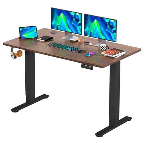 PayLessHere Electric Standing Desk 48x24 Inch Height Adjustable Desk Large Space Office Computer Desk with Headphone Holder 2 Memory Function for Home Office,Brown