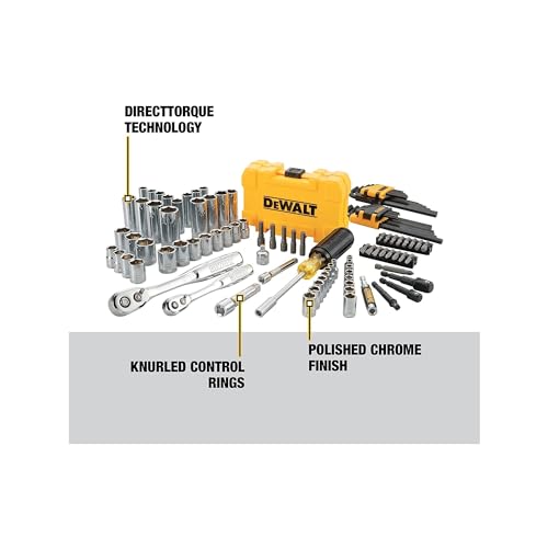 DEWALT Mechanics Tools Kit and Socket Set, 1/4" & 3/8" Drive, SAE, 108-Piece (DWMT73801)