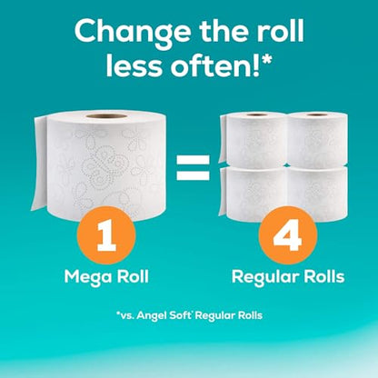 Angel Soft Toilet Paper, 16 Mega Rolls = 64 Regular Rolls, Soft and Strong Toilet Tissue