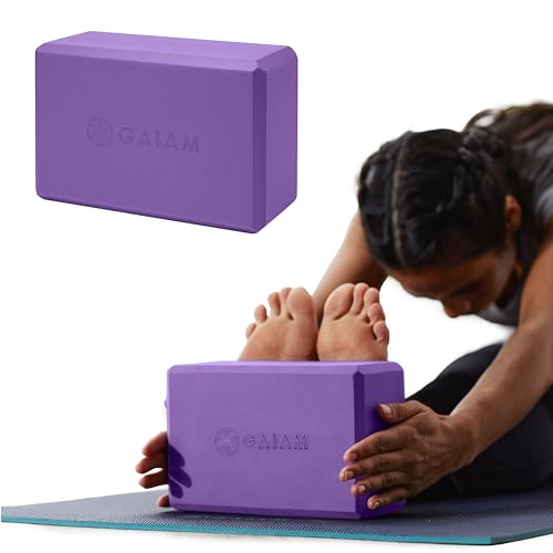 Gaiam Yoga Block, EVA Foam for Balance & Stretch (1 Block, Deep Purple)