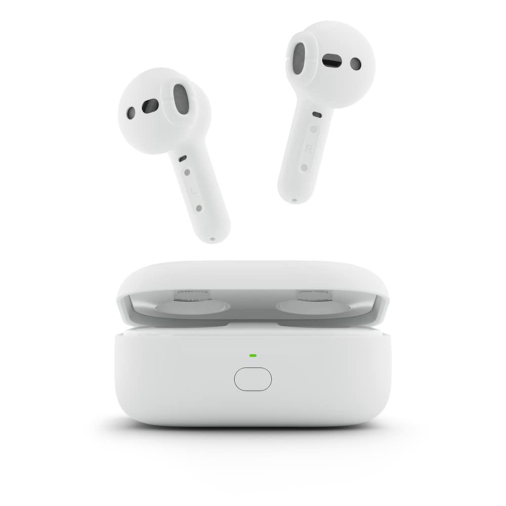 Amazon Echo Buds (newest model), True Wireless Bluetooth 5.2 Earbuds with Alexa, audio personalization, multipoint, 20H battery with charging case, fast charging, sweat resistant, Glacier White
