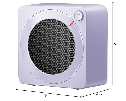 Gaiatop Mini Space Heater, Lightweight PTC Ceramic Fast Heating 500W Energy Efficient for Indoor Use, Overheating & 45° Tip-Over Protection, Portable Desk Electric Heaters for Office Home Purple