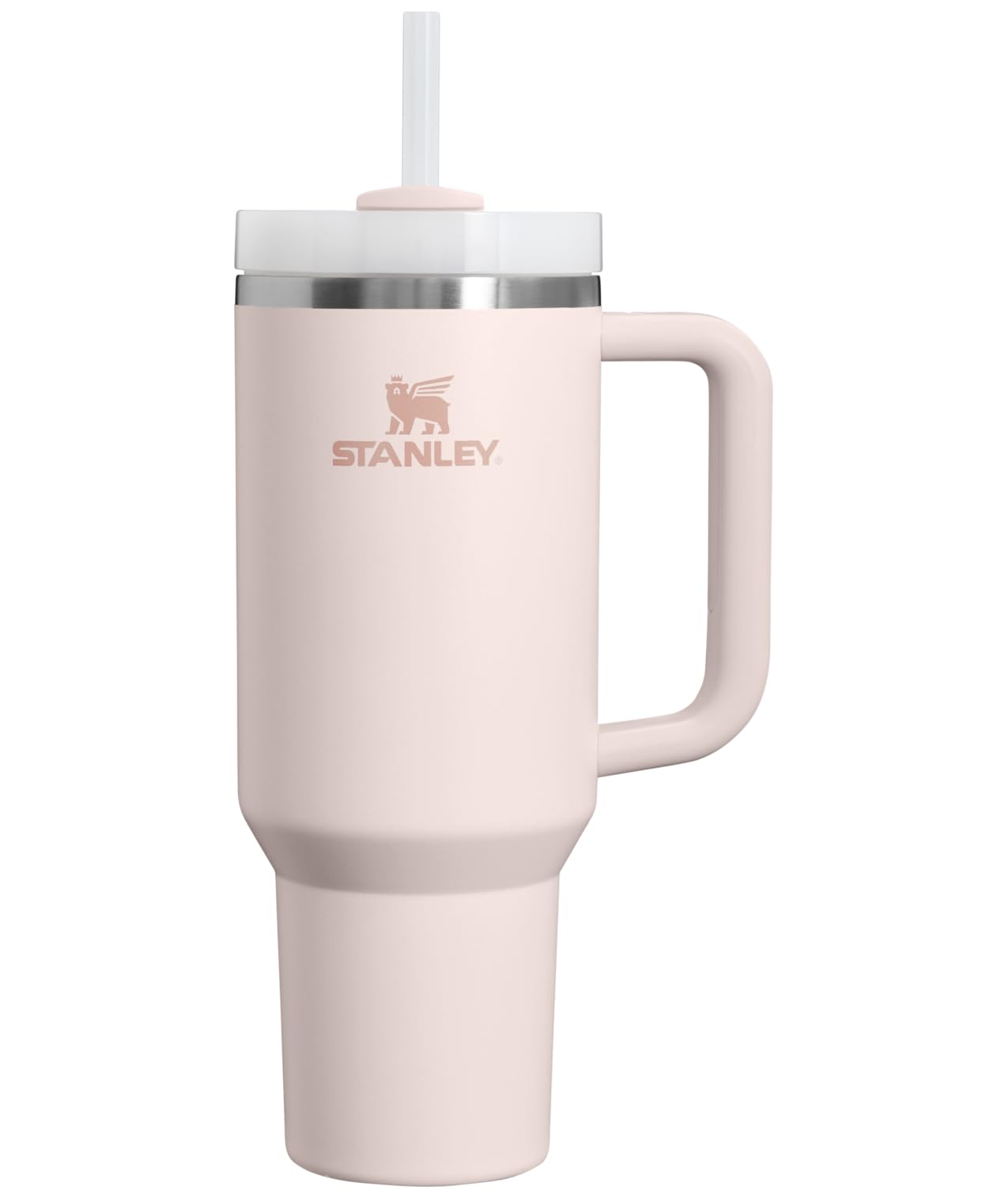 STANLEY Quencher H2.0 Tumbler with Handle and Straw 40 oz Flowstate 3-Position Lid Cup Holder Compatible for Travel Insulated Stainless Steel Cup BPA-Free Rose Quartz 2.0