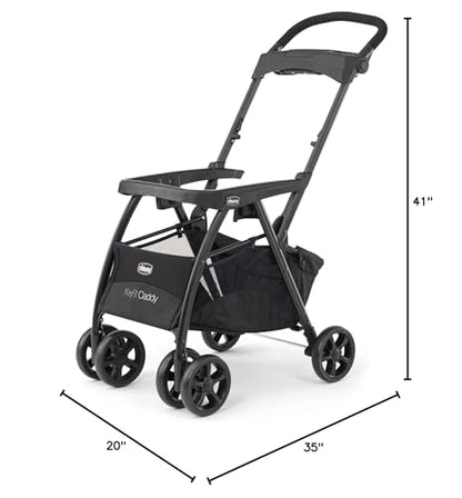 Chicco KeyFit Caddy Frame Stroller, Accepts All Chicco Infant Car Seats, Adjustable Handle, Parent Tray | Black/Black