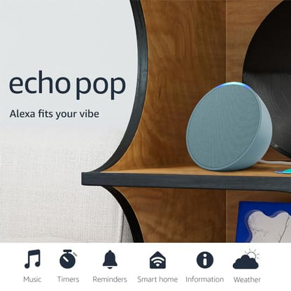 Amazon Echo Pop (newest model), Full sound compact smart speaker with Alexa, Midnight Teal