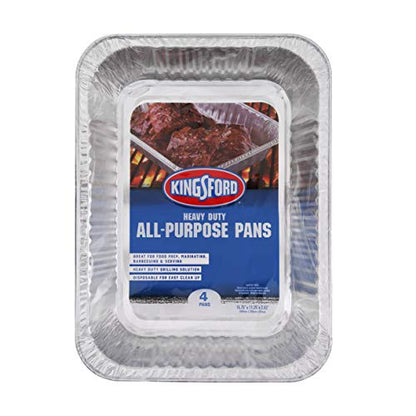 KINGSFORD Heavy Duty Aluminum Foil Pans - For Cooking, Baking, Grilling, 4 Count (Pack of 1)