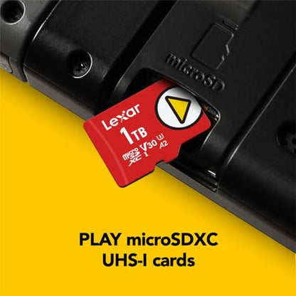 Lexar 1TB PLAY microSDXC Memory Card, UHS-I, C10, U3, V30, A2, Full-HD & 4K Video, Up To 160/100 MB/s, Expanded Storage for Nintendo-Switch, Gaming Devices, Smartphones, Tablets (LMSPLAY001T-BNNNU)