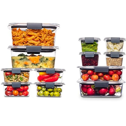 Rubbermaid Brilliance BPA-Free Airtight Food Storage Containers, 24-Piece Set, Easy for Meal Prep, Lunch & Leftovers