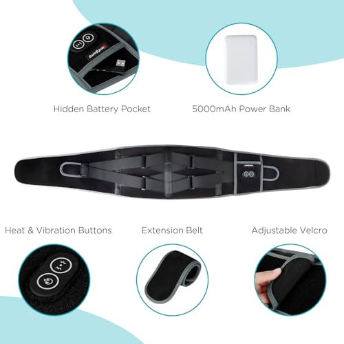 Comfytemp Cordless Heating Pad with Massager for Back Pain Relief, Portable Lower Back Massager FSA HSA Eligible Wearable, Mothers Day Gifts, Birthday Gifts for Women Men Mom Dad, 3 Heat, Auto-Off 58"