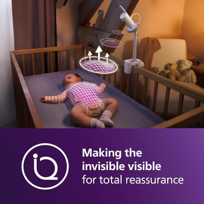 Philips Avent Premium Connected Baby Monitor, with 1080p Camera and App, SenseIQ Sleep and Breathing Rate Tracking, Cry Detection and Translation, Day and Night View, Two-way True Talk Back, SCD973/37