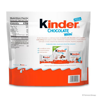Kinder Chocolate Mini, 29.2 oz Bulk Pack, Up to 138 Minis, Milk Chocolate Bar with Creamy Milky Filling, Individually Wrapped Candy