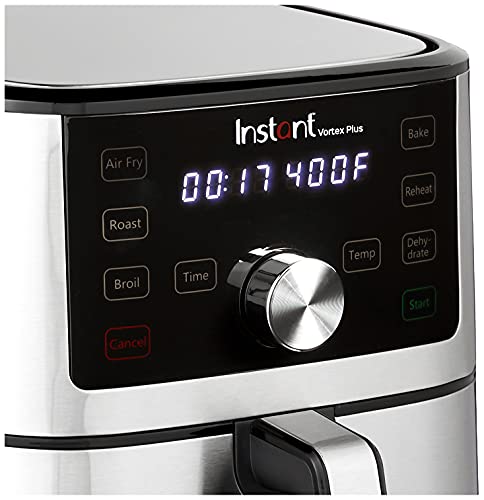 Instant Vortex Plus 4QT Air Fryer, Custom Program Options, 6-in-1 Functions Crisps, Broils, Roasts, Dehydrates, Bakes, Reheats, 100+ In-App Recipes, from the Makers of Instant Pot, Stainless Steel