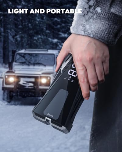 Car Battery Jump Starter 4000A Jump Box (8.5L Gas/8.0L Diesel), Car Jumper Starter Portable Car Jump Starter Battery Pack with Extended Smart Jumper Cables, Quick Charge, Large Display, Lights