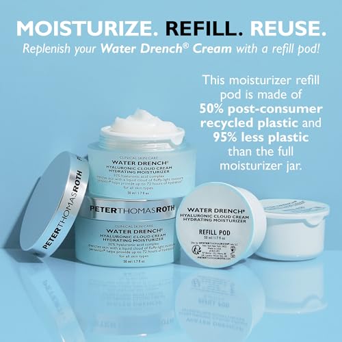 Peter Thomas Roth | Water Drench® Hyaluronic Cloud Cream Hydrating Refillable Moisturizer | Hyaluronic Acid Cream For All Skin Types, Line-Smoothing, Fragrance-Free