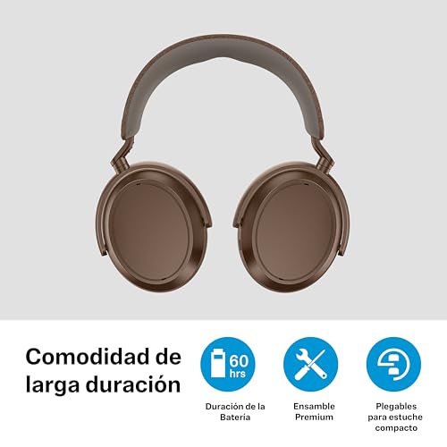 Sennheiser Momentum 4 Wireless Noise Cancelling Headphones - Bluetooth Headset for Crystal-Clear Calls with Adaptive Noise Cancellation, Over-Ear Headphones, 60h Battery Life, Folding Design, Brown