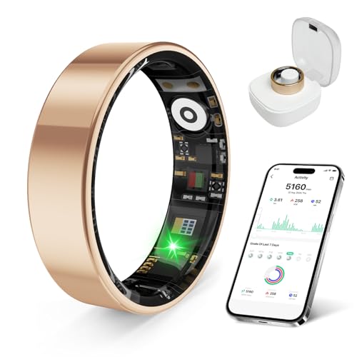 Smart Ring New Health Tracker, IP68 Waterproof, iOS/Android Compatible, Sleep, Exercise & Health Monitoring, No Subscription, 5-Day Battery Life for Women & Men