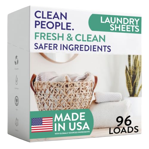 The Clean People Laundry Detergent Sheets - Laundry Soap - Ultra Concentrated, Recyclable Packaging, Stain Fighting - Fresh Scent, 96 Pack
